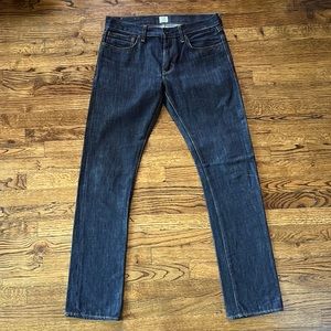 J Crew Men’s Dark Blue Raw Denim Jeans. Size 32x34